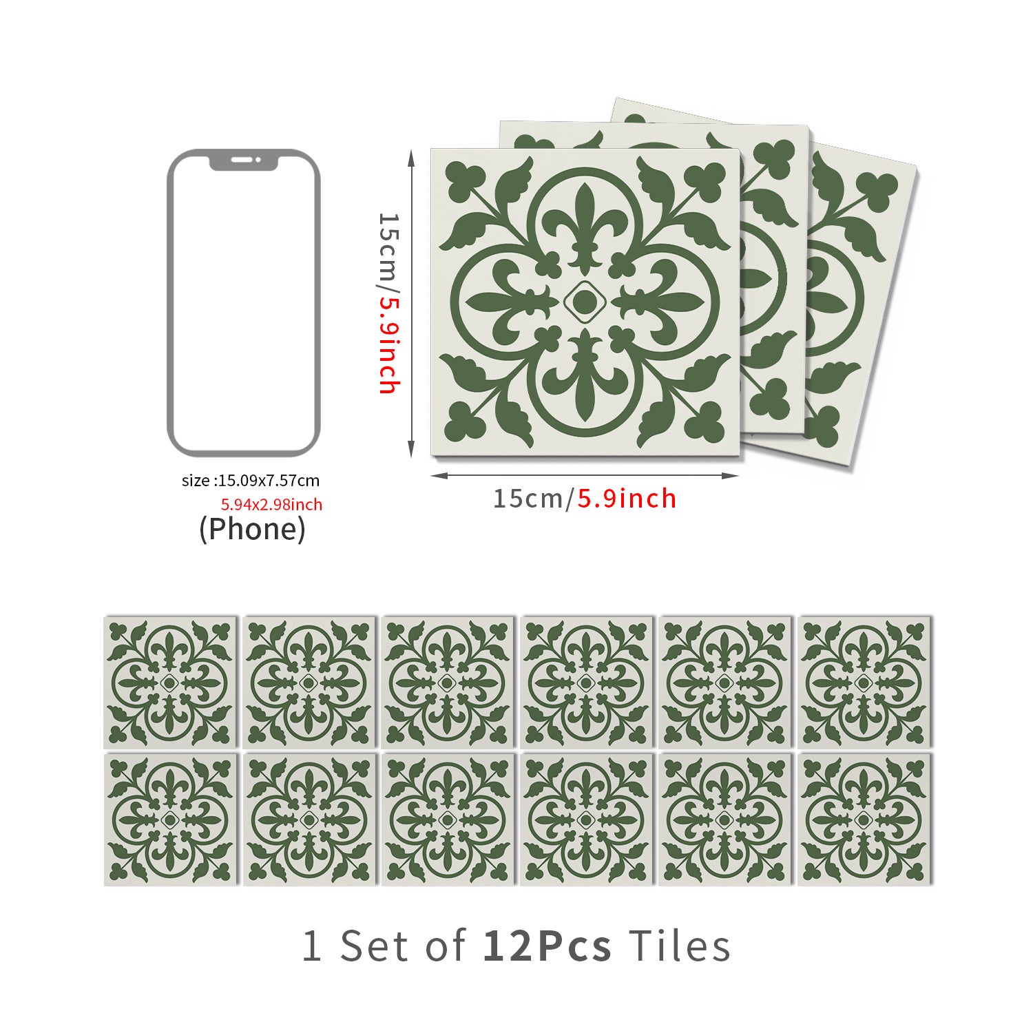 Lot de 12 panneaux muraux 3D autocollants, Crédence adhésive, Autocollants décoratifs, Imperméables et résistants à la chaleur, 15 cm x 15 cm - 4