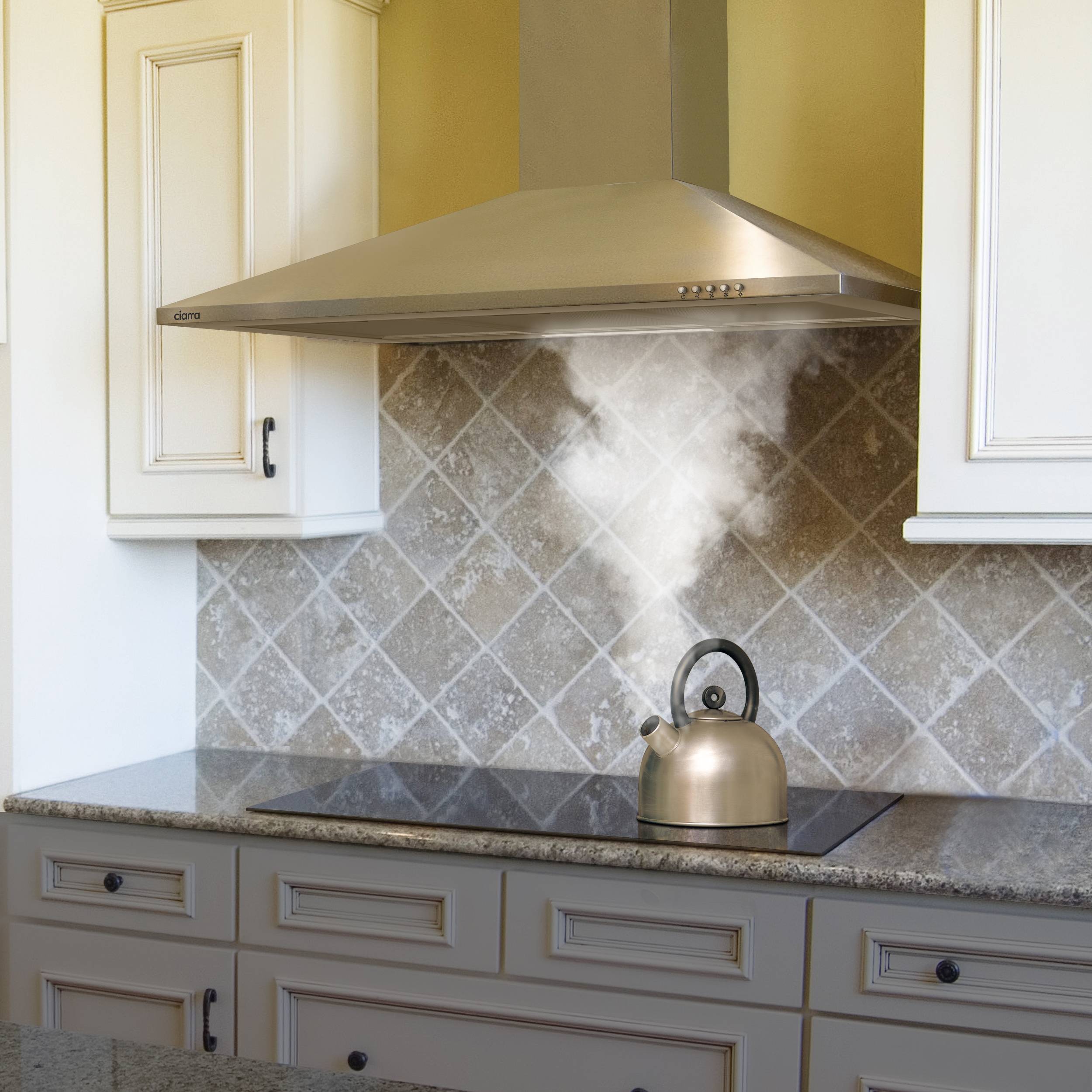 CIARRA Campana extractora 90 cm 370 m³/h A++ 3 Velocidades con Filtros de Carbón Extracción o Recirculación Inox 201SS90 - 4