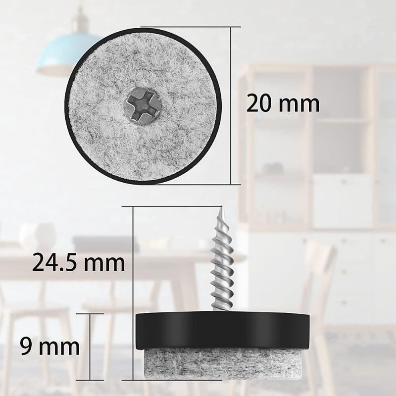 50x Tampoane din pâslă maro cu șuruburi - Protecții de podea de 20 mm - Protecții pentru mobilă - Protecții pentru picioare de scaun