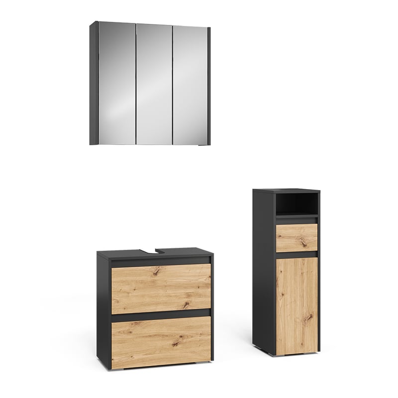 Vicco Zestaw mebli łazienkowych Majest, Antracyt/Artisan, 3 części