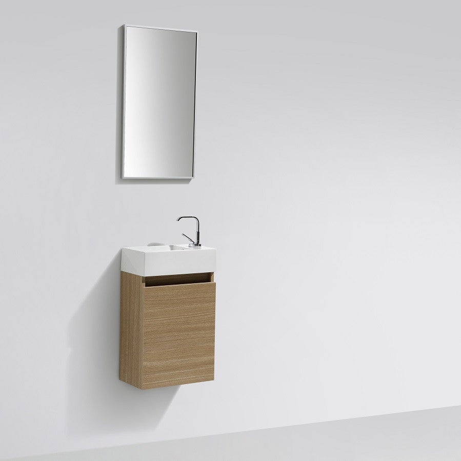 Meuble lave-main salle de bain design SIENA largeur 40 cm chêne clair texturé - 6