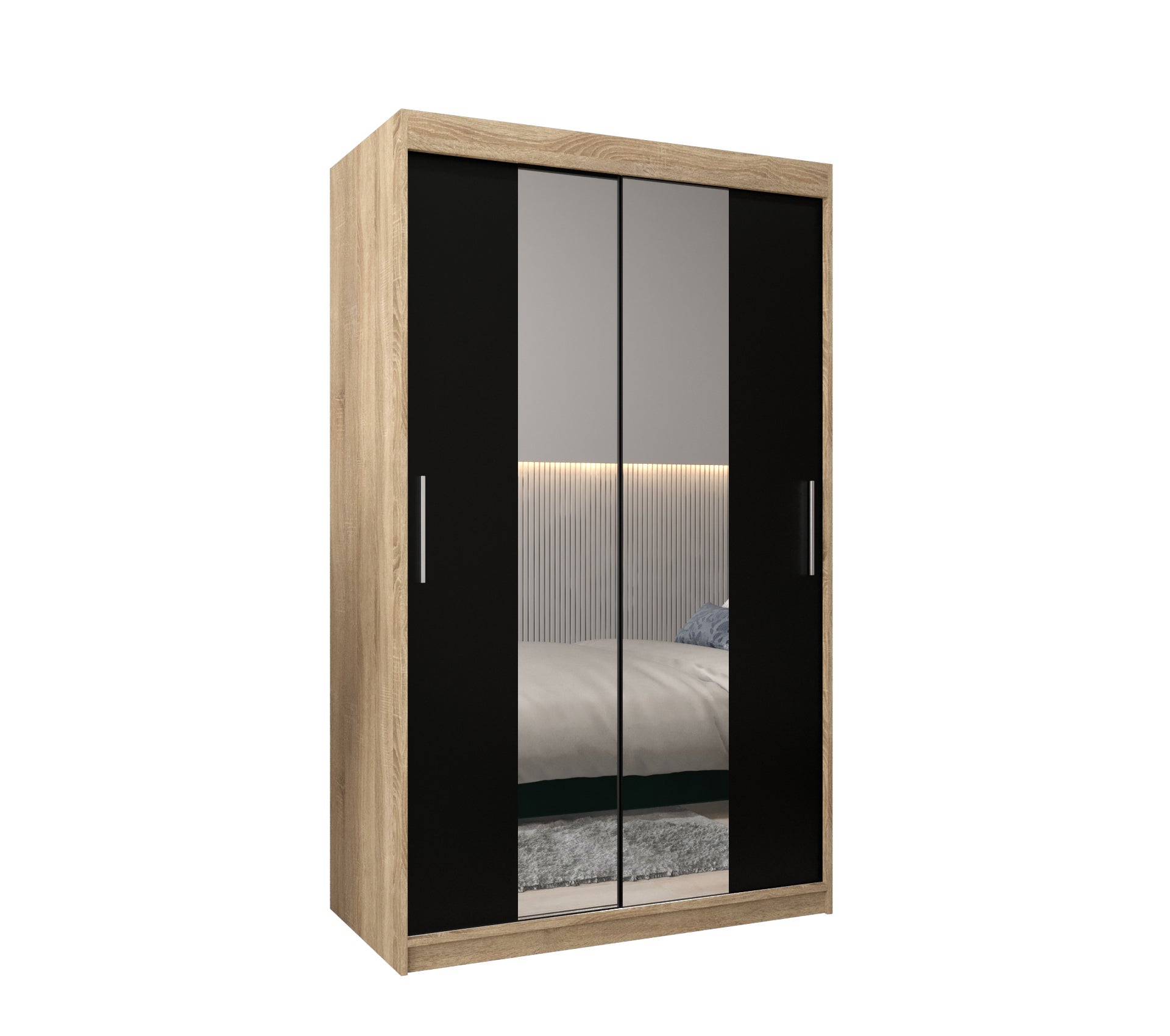 Szafa przesuwna garderoba TOKYO 1 120 x 62 x 200 cm Sonoma + Czarny - Abiks Meble