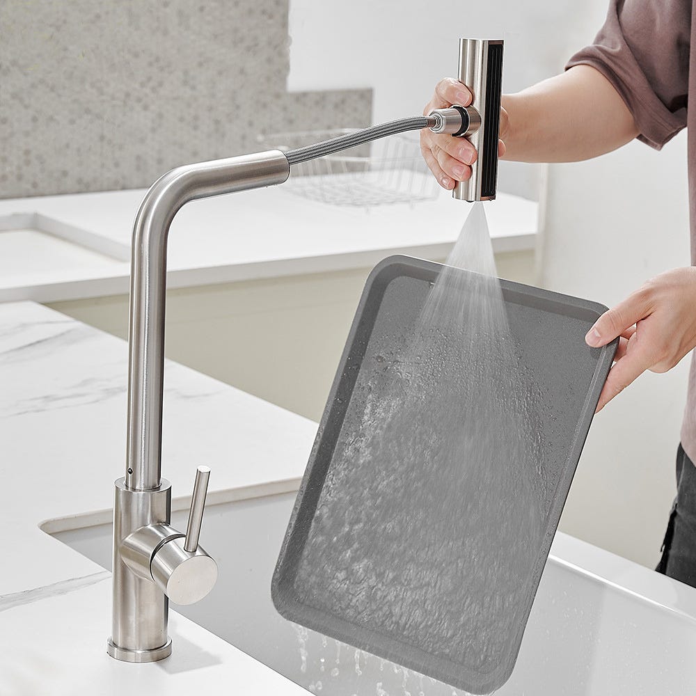 Grifo de cocina de baño de acero inoxidable cepillado de una sola Grifo de cocina de baño de acero inoxidable cepillado de una sola