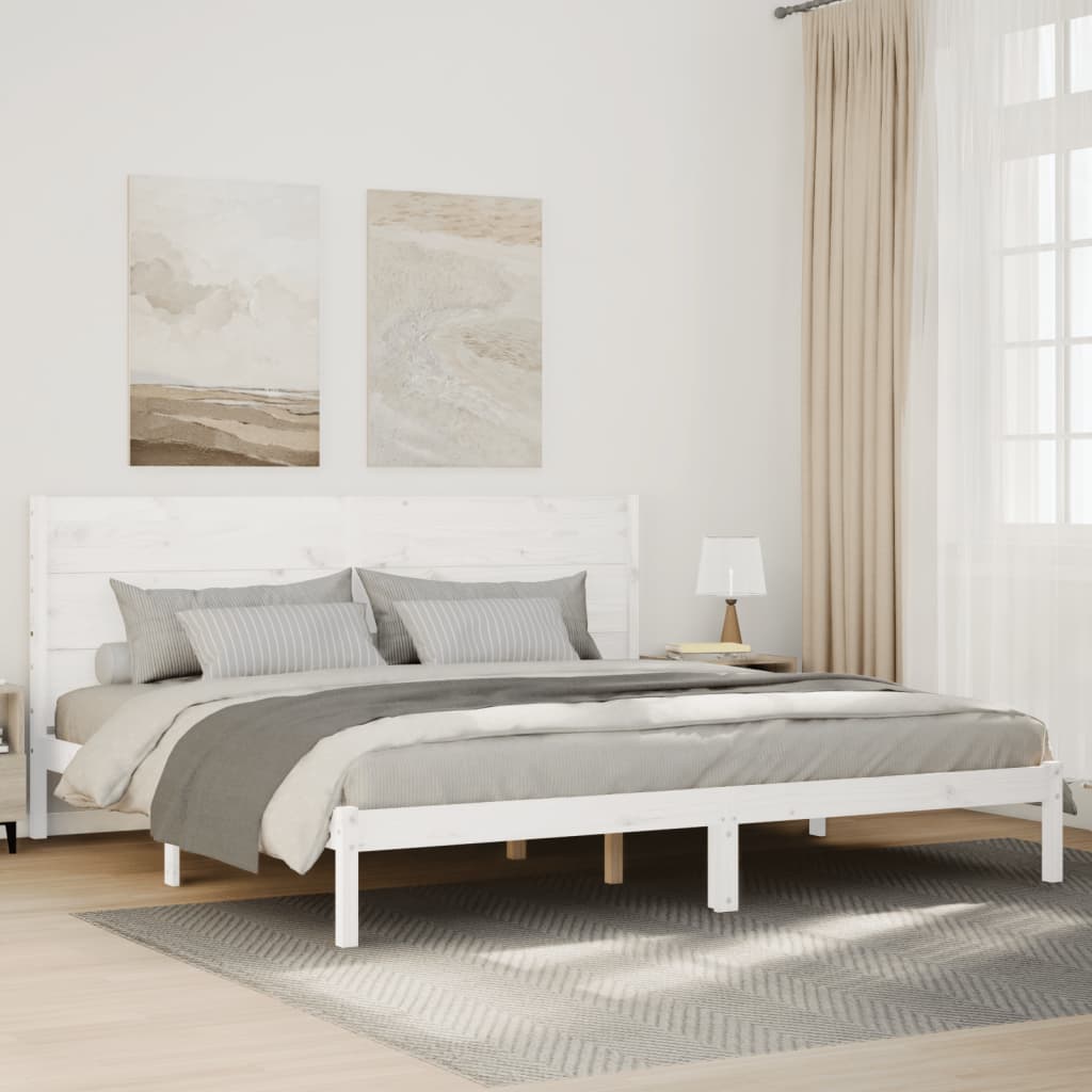 Dłuższe łóżko bez materaca, białe, 140x210 cm, lite drewno vidaXL