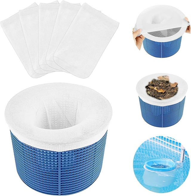 30 pezzi di calzini per skimmer da piscina, calzini per skimmer da piscina, filtri in tessuto di nylon elastico, calzini per skimmer da piscina