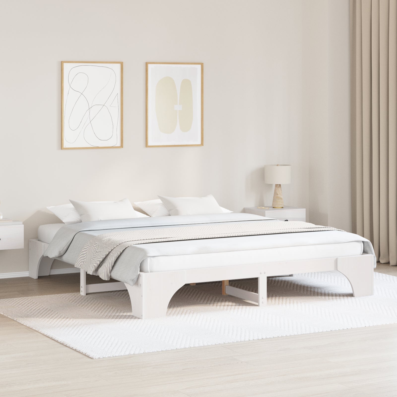 Ramka łóżka Biały 180 x 200 cm Lite drewno sosnowe vidaXL