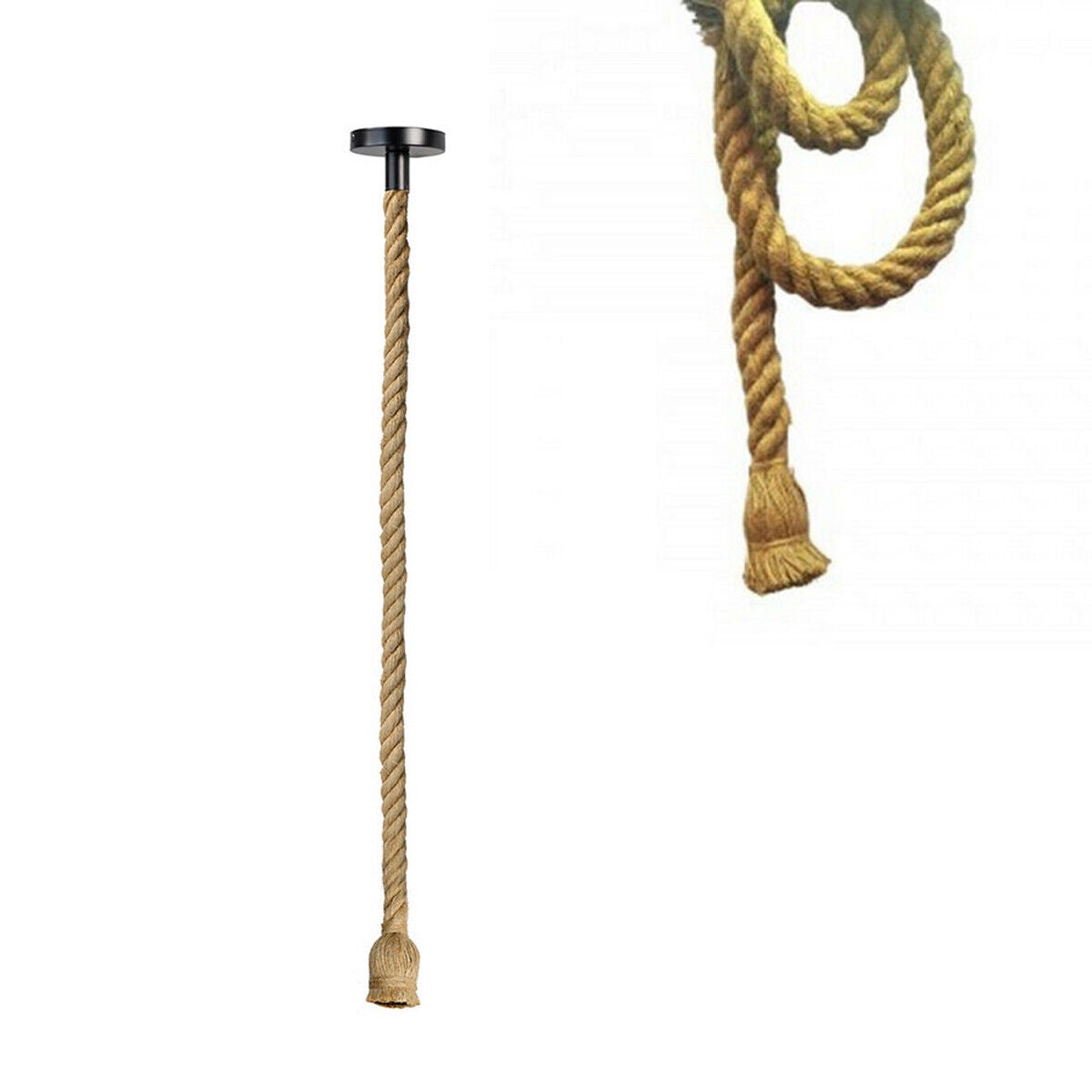 PORTALÁMPARAS LÁMPARA DE TECHO SUSPENSIÓN CUERDA E27 NUDO VINTAGE - 3