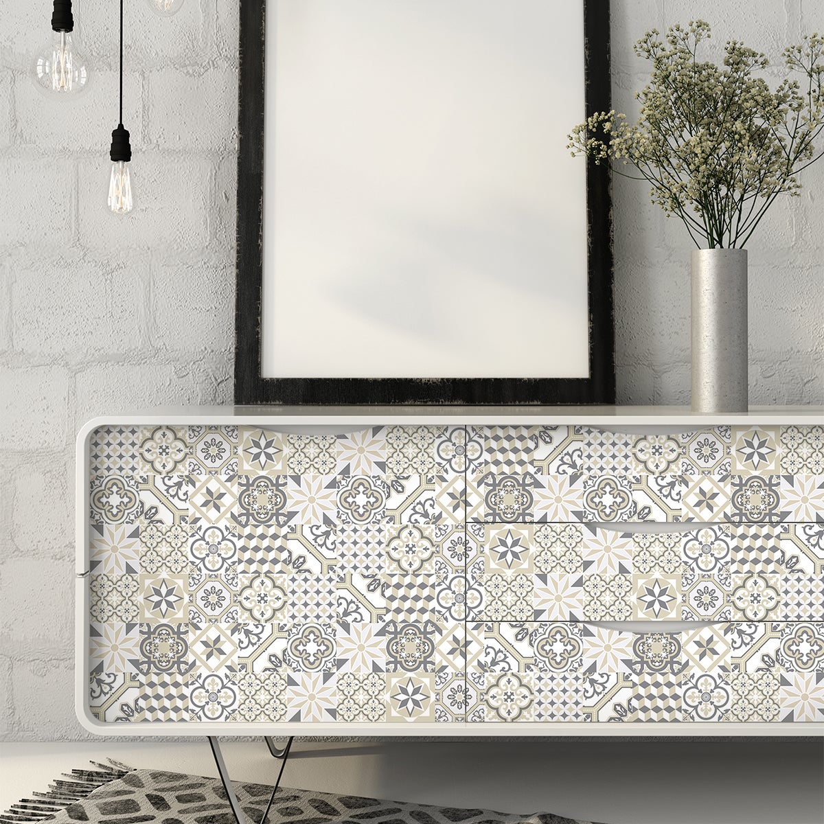 60 vinilos baldosa de cemento muebles lorenzina - adhesivo de pared - revestimiento sticker mural decorativo - 60stickers10x10cm