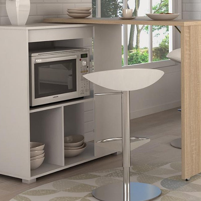 Obrotowa szafka barowa SATURNE – kolor biały i dąb