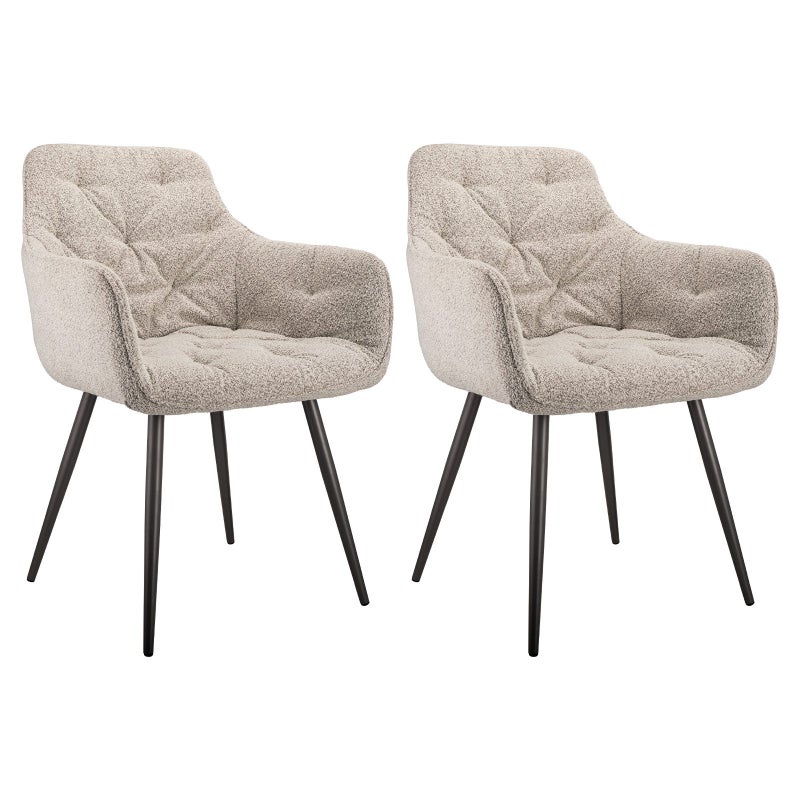 Zestaw 2 krzeseł Bouclé o ergonomii, optymalnym komforcie i eleganckim wzornictwie do jadalni i biura