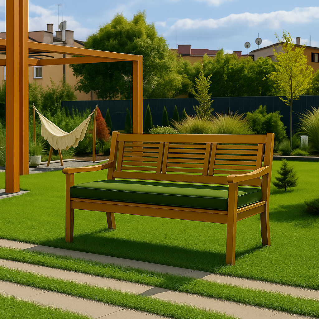 Cojín para banco de jardín 170x60x7cm asiento, cojín de asiento plano, cojín exterior de jardín Verde, cojín para columpio de jardín - 5