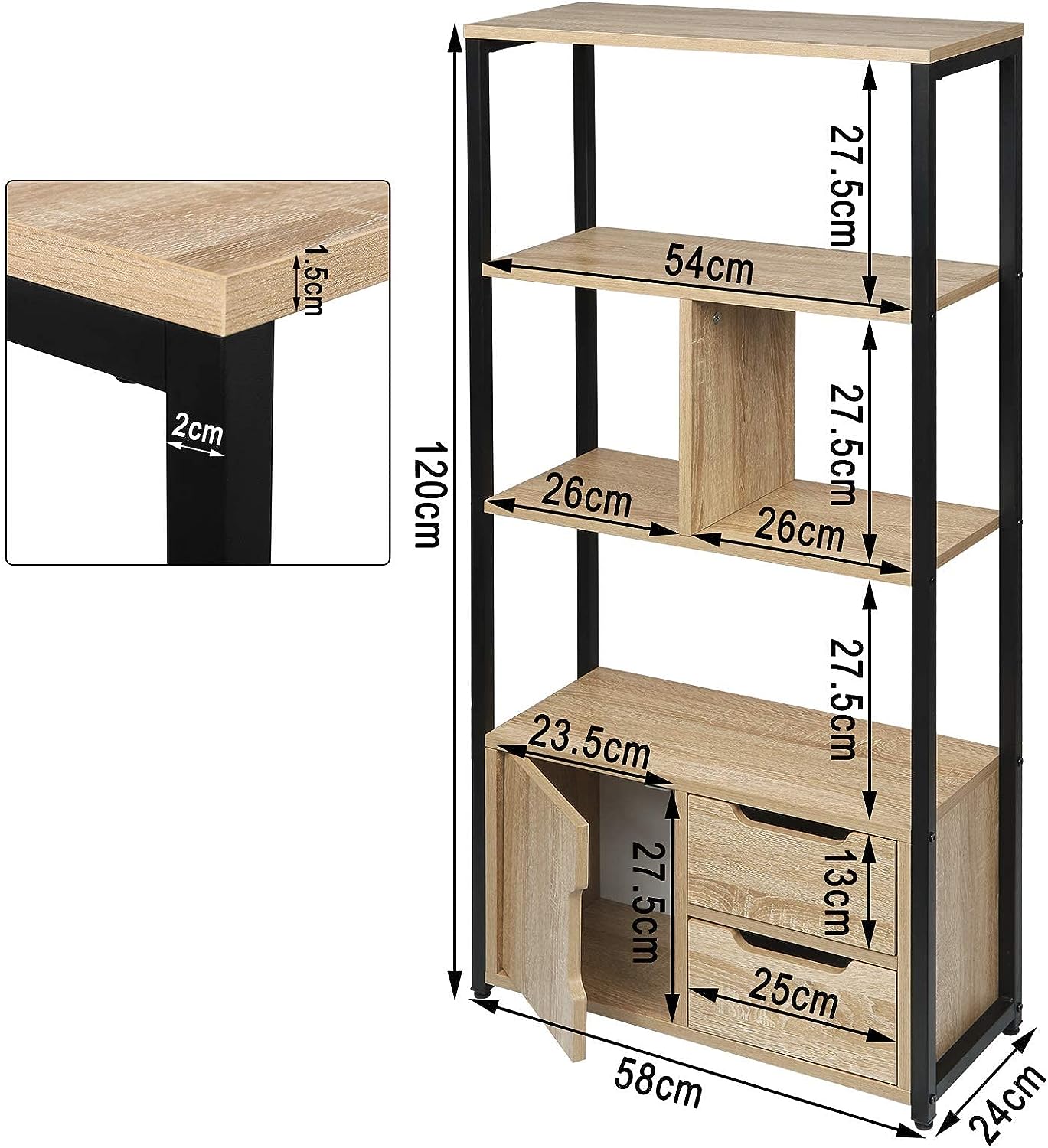 Bibliothèque pour Bureau Beige H. 120 x l. 58 x P. 24 cm - 4