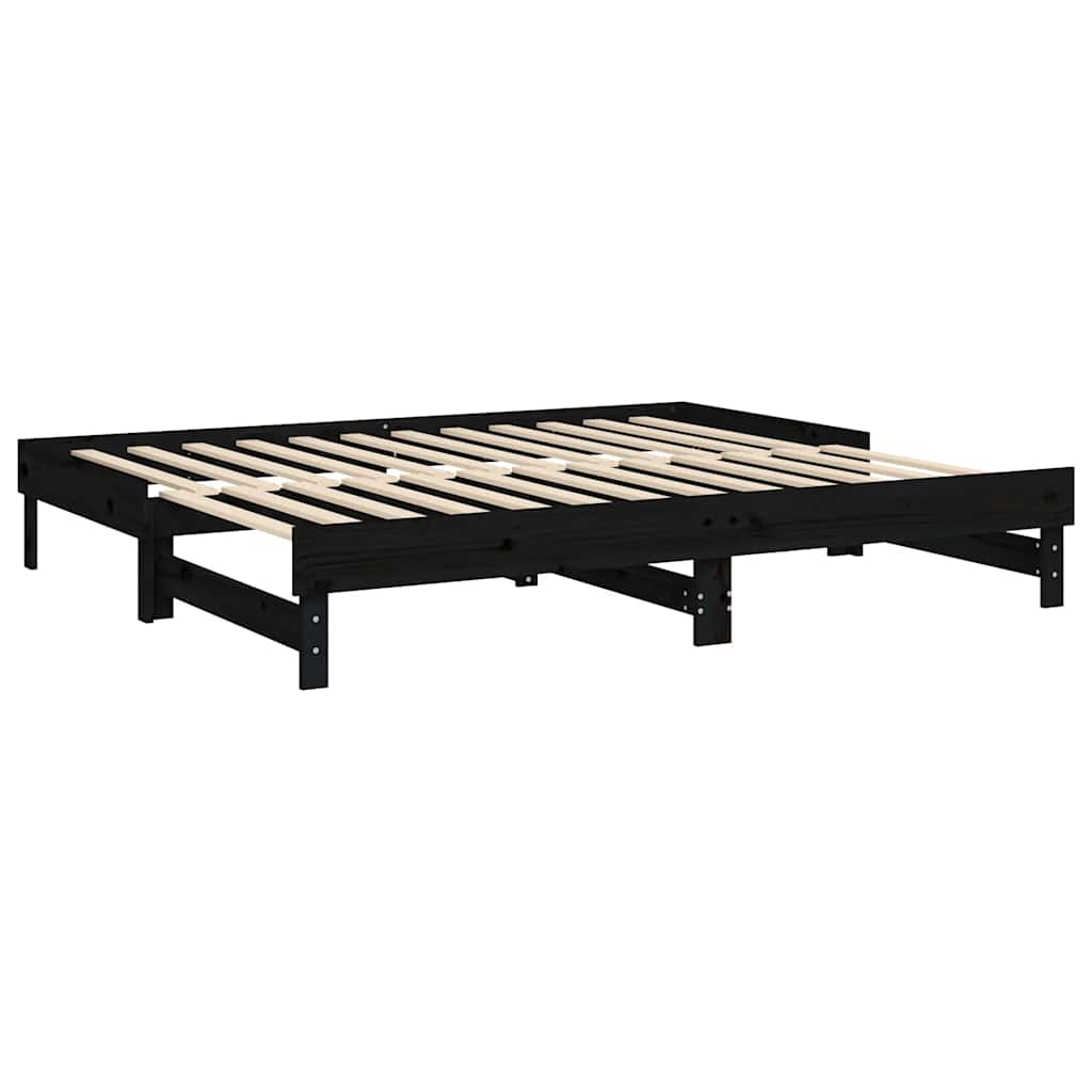 vidaXL Lit coulissant sans matelas noir 2x(80x200)cm - 6