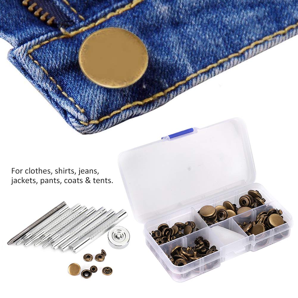 Kit 100 Boutons Pression Métal 12,5 Mm – 10 Couleurs + 4 Outils – Pour Vêtements, Cuir, Jeans, Sacs, Bracelets