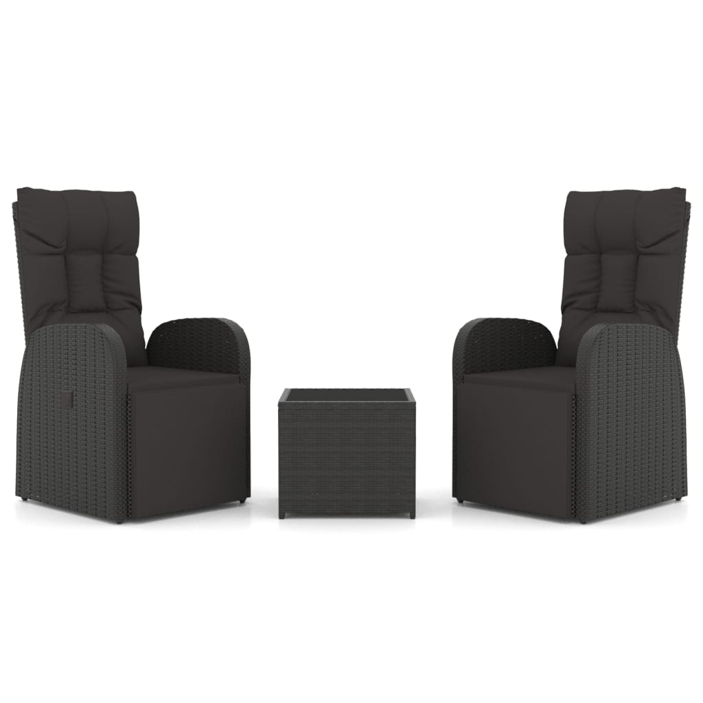 Maison Exclusive - Set Mobili da Giardino 3 pz Nero Polyrattan e Acciaio - 2