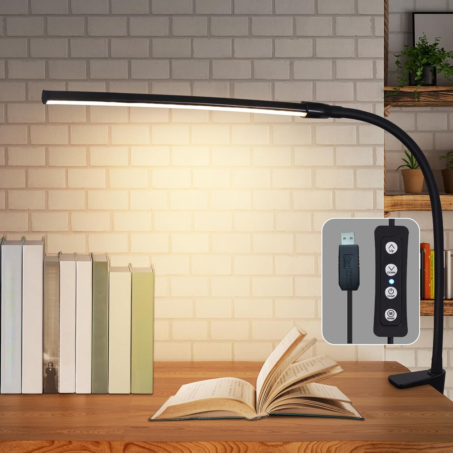 ZMH Lampa biurkowa LED Klemmbar - czarna lampa dzienna USB 5W Office