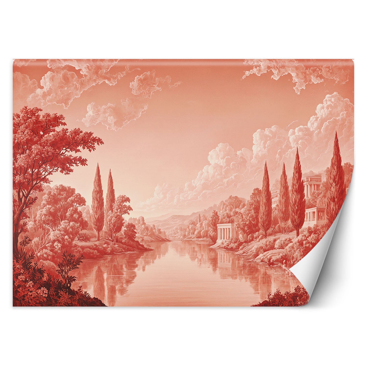 Fototapeta, Czerwony Krajobraz Jezioro 350x245
