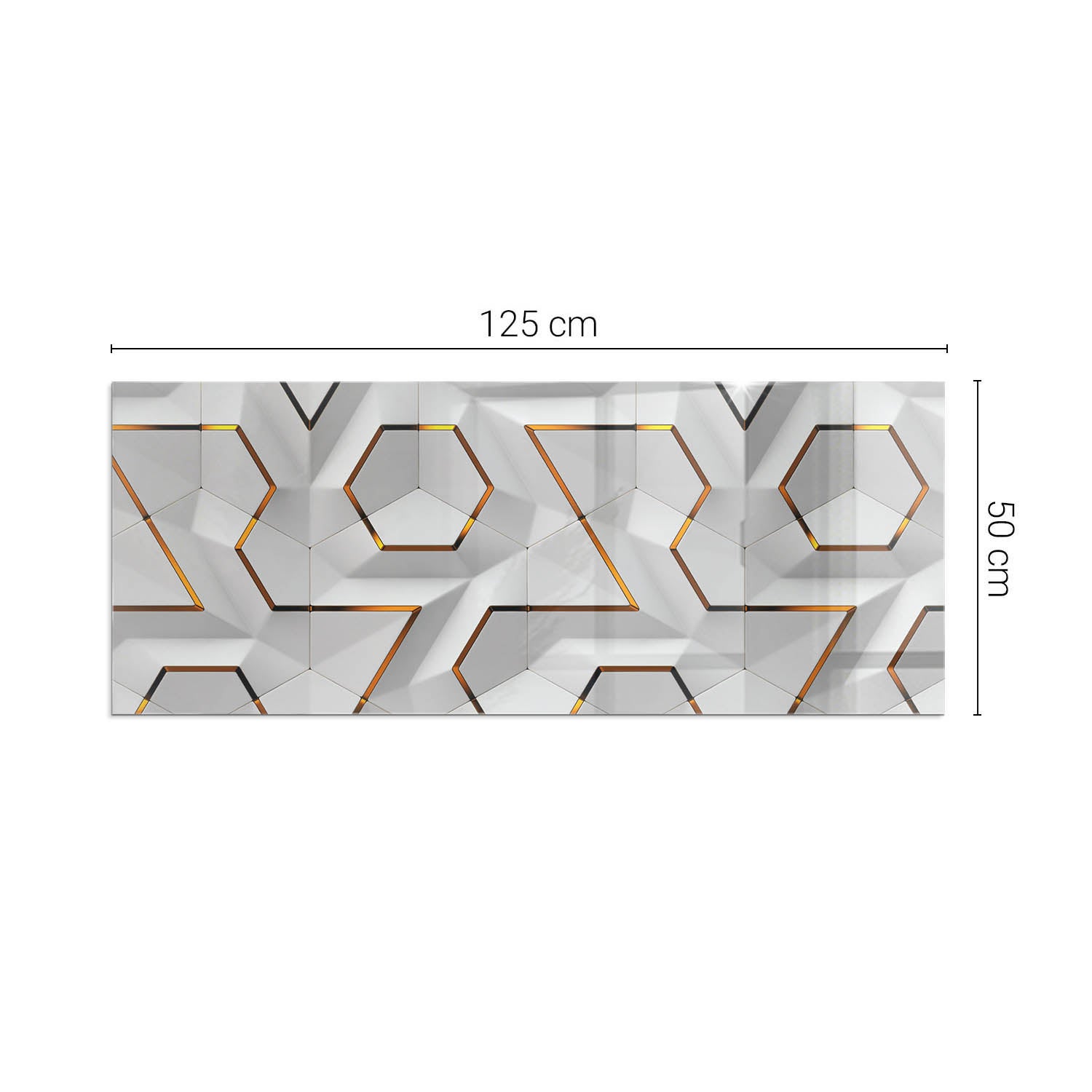 Szkło hartowane na podłogę pod kominek - 125x50 cm - Geometryczny wzór 3D - TULUP - 2