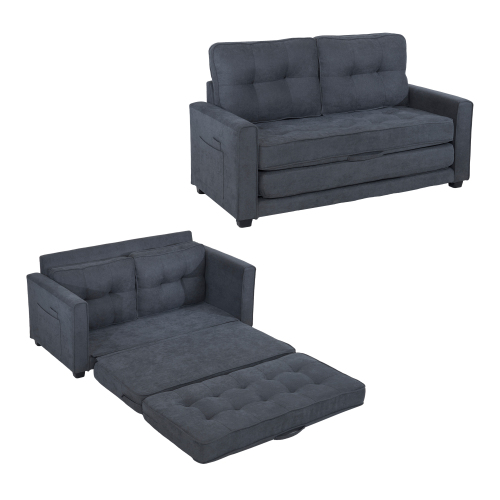 Sofá de 2 plazas con función de cama, diseño moderno, en tela de algodón y lino, dimensiones 151x86x75 cm
