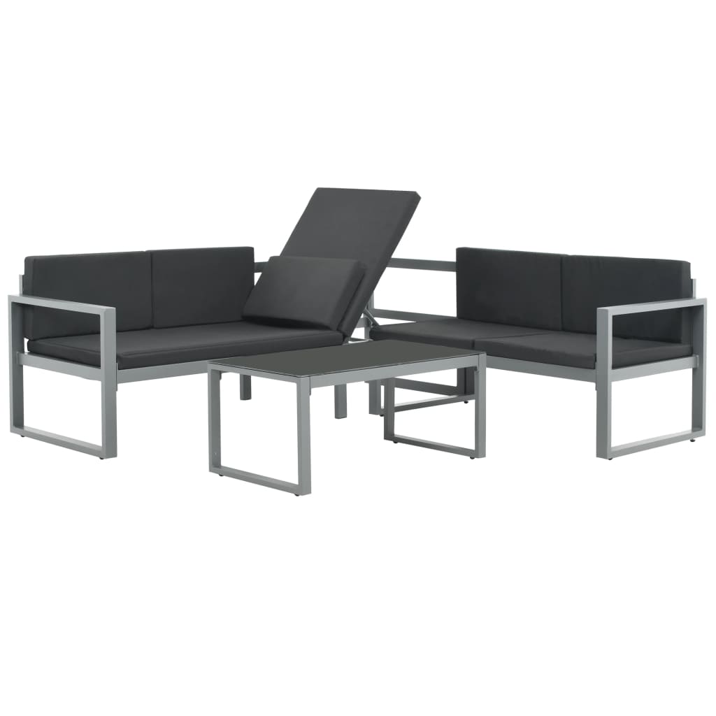 Maison Exclusive - Set Divani da Giardino 3 pz con Cuscini in Alluminio Nero - 2