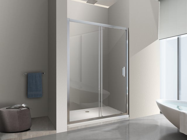 NALA Porte de douche de 6 mm pour installation en niche H.190 avec overture coulissante – 125-130 cm