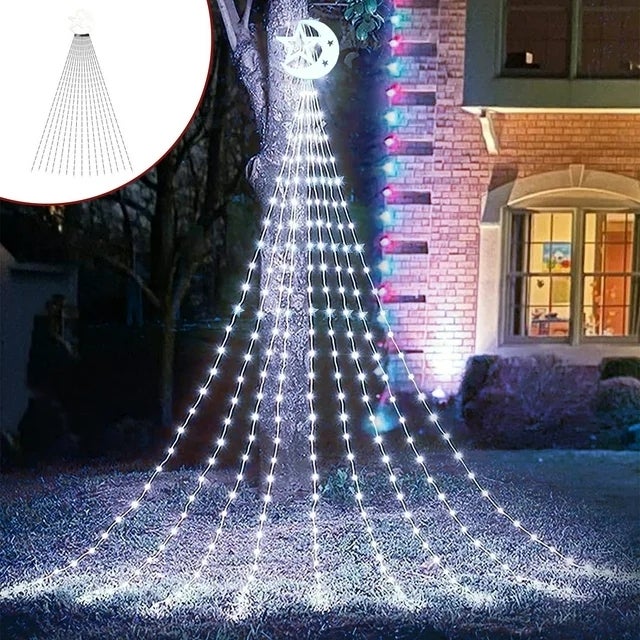 Luci natalizie solari per esterni, albero di Natale decorativo antipioggia per patio, luci natalizie a cascata, impermeabili - 5