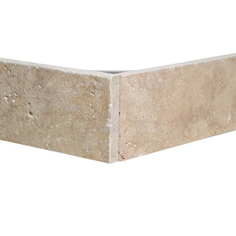 Plinthe en Travertin Beige classique finition vieillie main - Travertin beige - 8 x 40,6 x 1,2 cm - Vieillie main - 4
