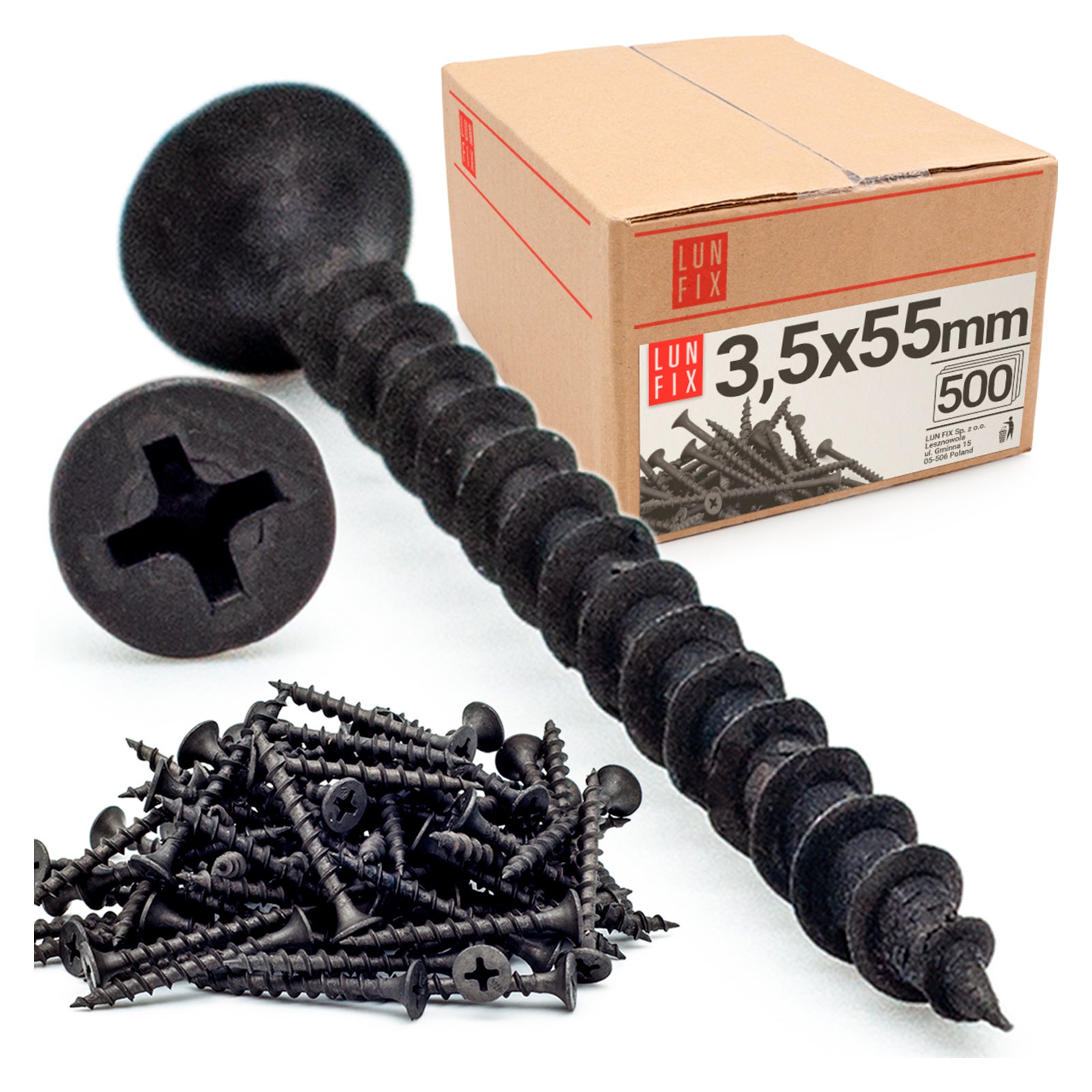 Wkręty do kartongipsu do drewna 3,5x55mm 500szt.