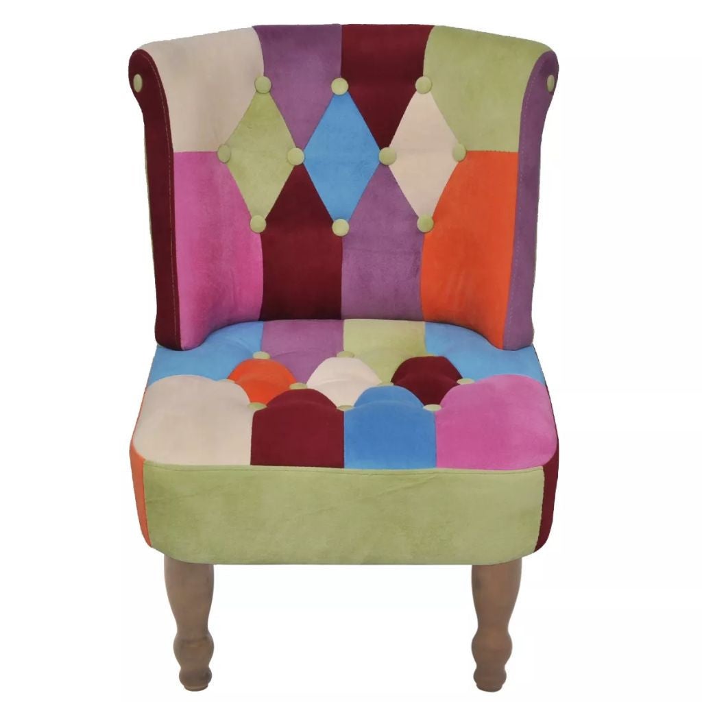 Sillón de estilo francés tela con diseño de retales patchwork