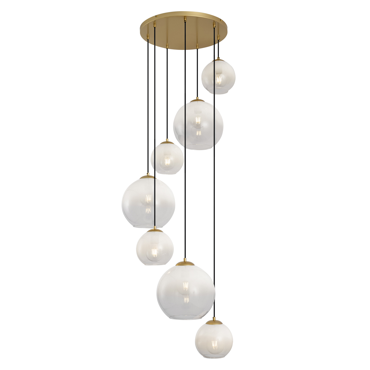 Qazqa elegancki hotelowy lampa wisząca do stołu jadalnego - Misty - złoty/mosiężny, okrągły, max. 15w, e27, z 7 punktami