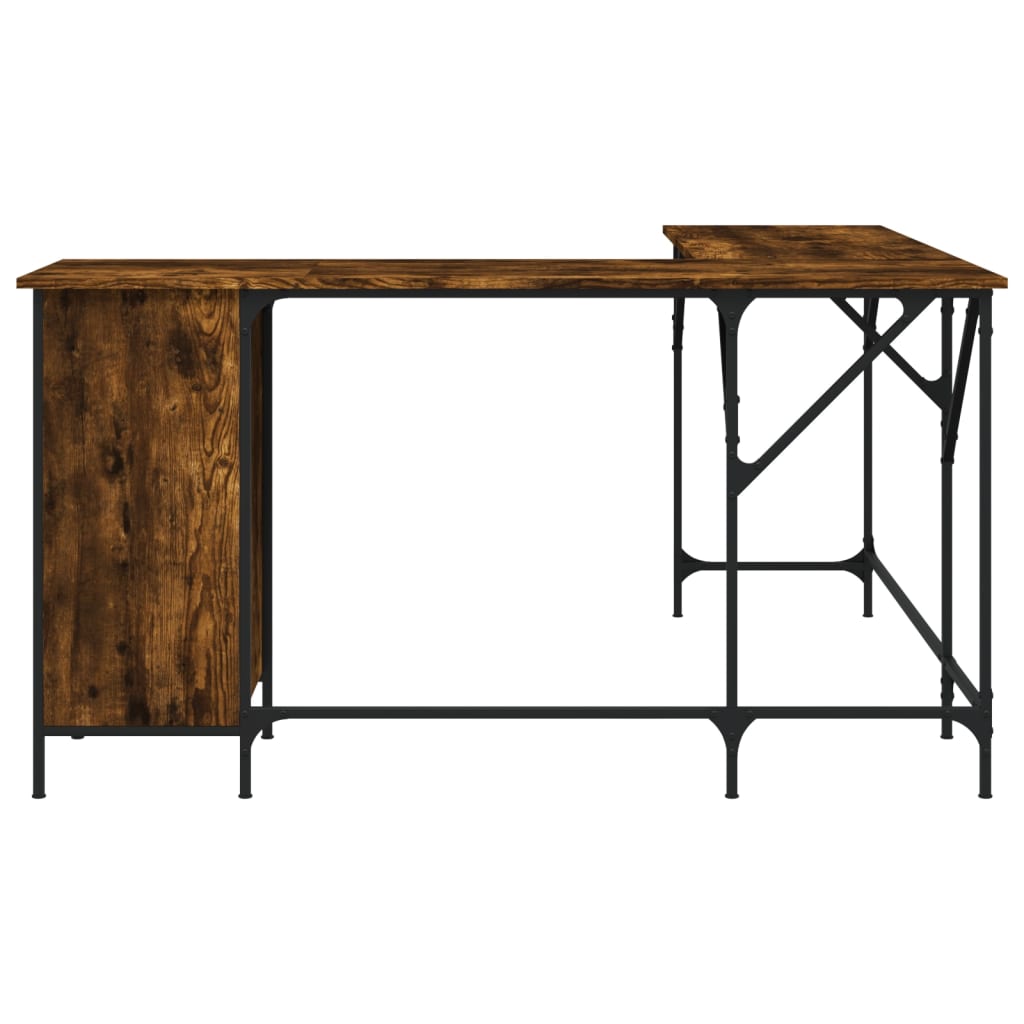 Bureau，Table de travail，Table d'étude chêne fumé 141x141x75 cm bois d'ingénierie CWV38329 - 4