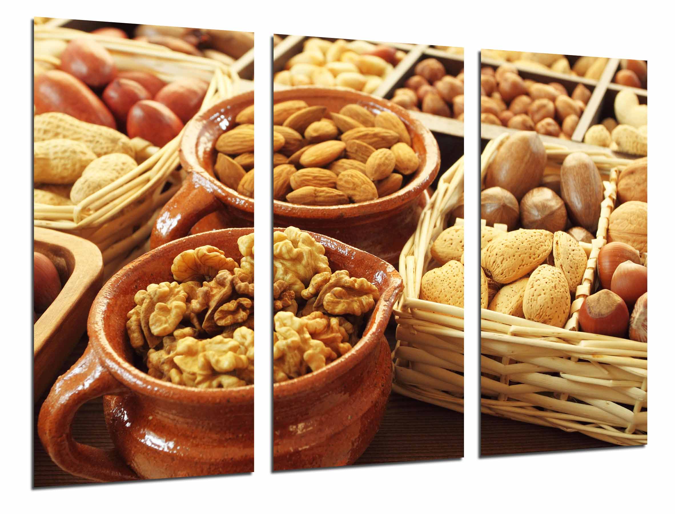 Cocina, tienda comestibles, frutos secos, almendras, impresión fotográfica sobre madera, cuadro moderno decorativo