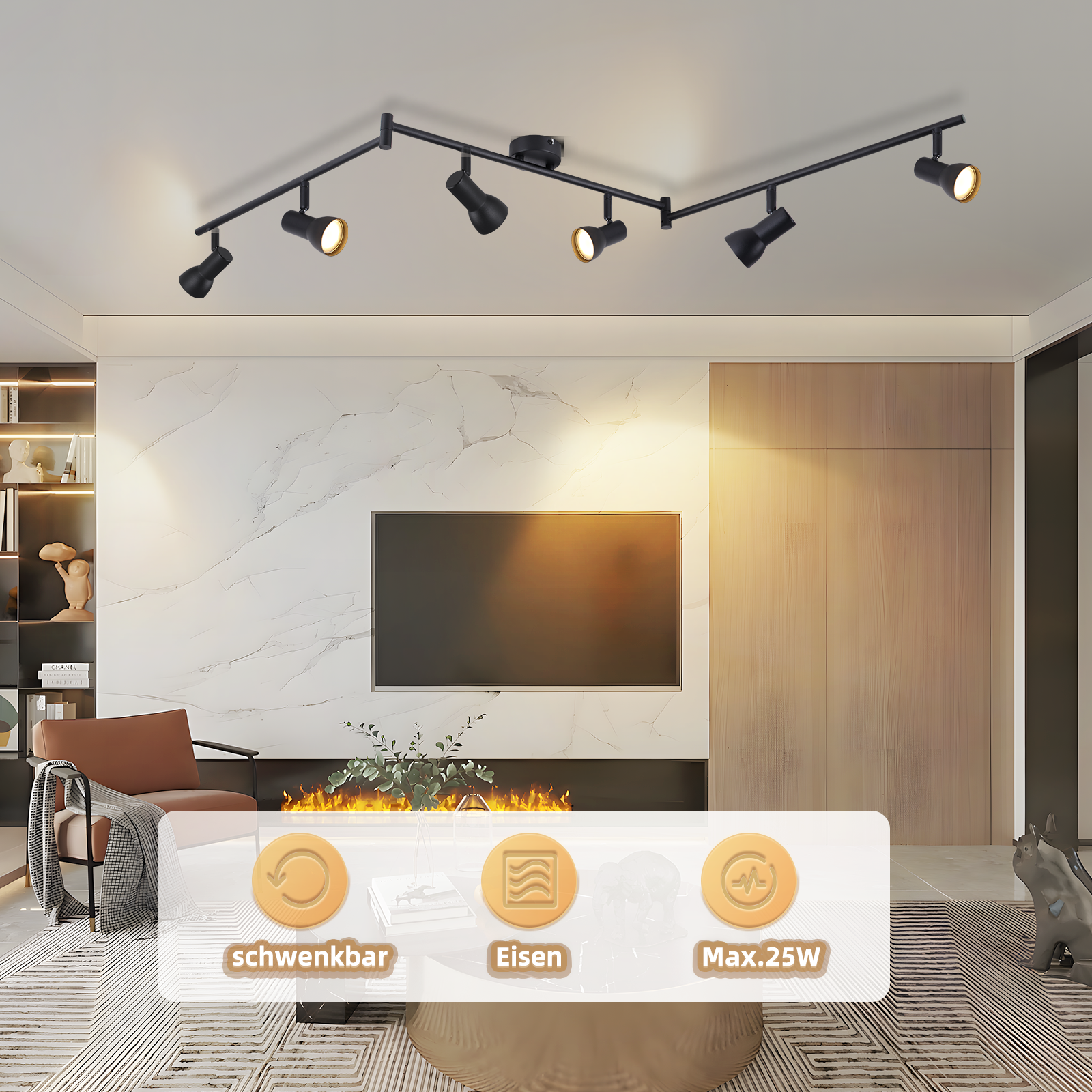 ZMH Spot de plafond 2 ampoules noir - Spots GU10 orientables - 4