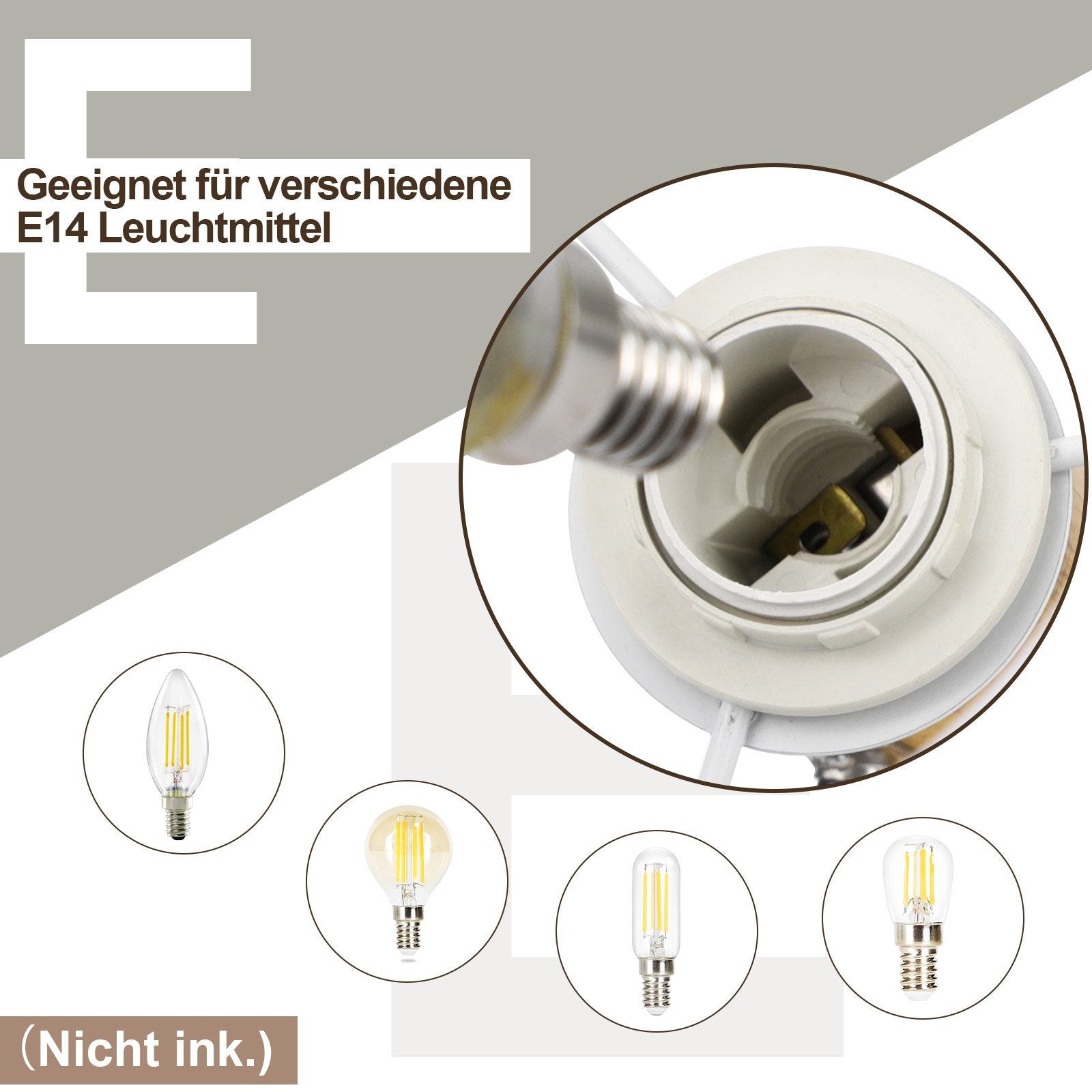 NETTLIFE Faretto da soffitto, Plafoniera 3 faretti effetto legno bianco, E14 plafoniera orientabile 350° max 25 W moderna per soggiorno - 2