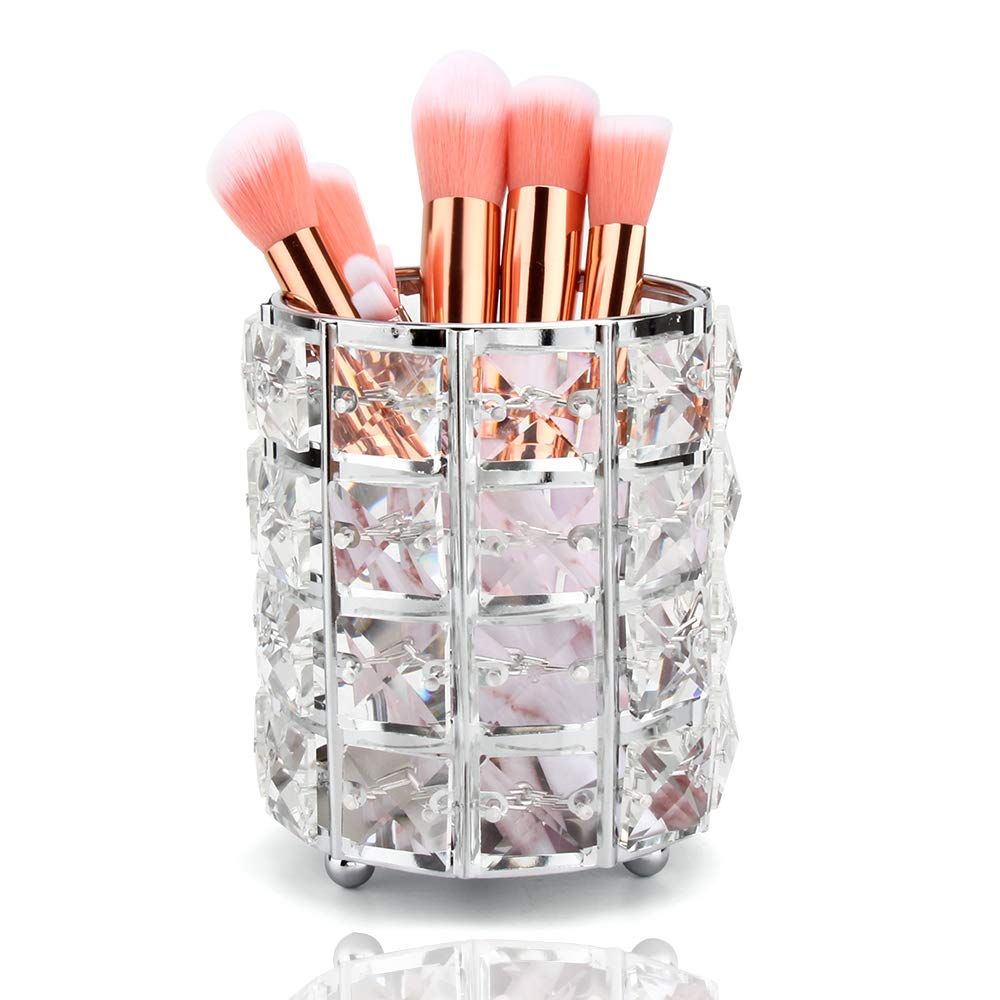Pot Pinceau Maquillage Porte-pinceaux De Maquillage Vintage En Verre Et Laiton - Organiseur De Maquillage Pour Les Lèvres