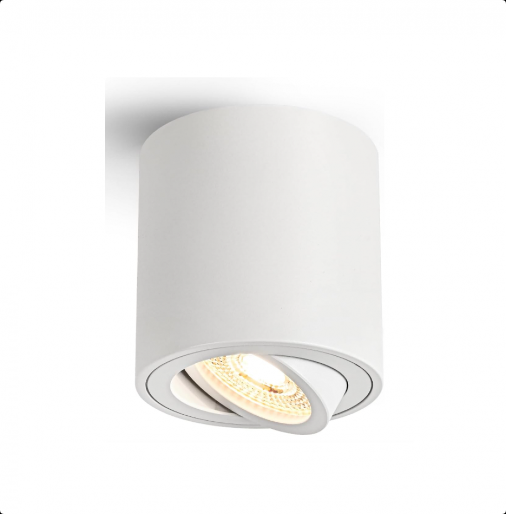 80x85mm aluminiowe okrągłe reflektory sufitowe, ściemnialne, białe, reflektor LED do montażu powierzchniowego, regulowany, 5W, ciepła biel, 3000K