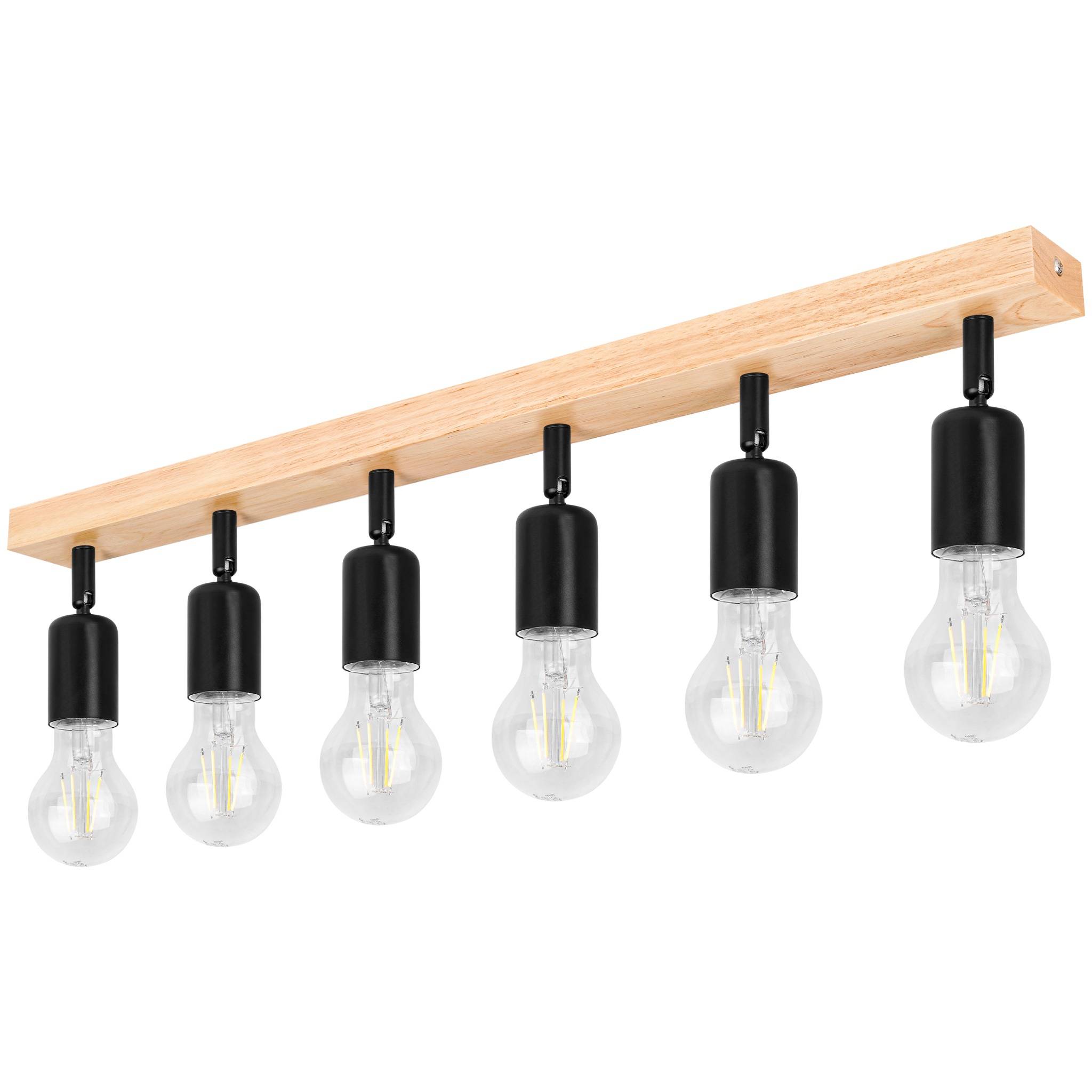 Kinkiet sufitowy lampa 6x E27 LED Eos ruchomy czarny z elementem drewnianym MasterLED