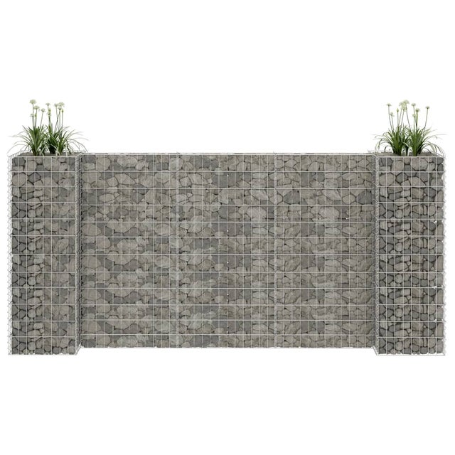 Jardinera de gaviones forma de H alambre de acero 260x40x120 cm vidaXL