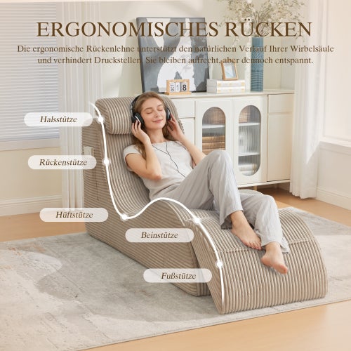 Fauteuil de loisirs moderne au design unique et ergonomique, fabriqué en mousse à compression haute résilience. Coussin d'assise amovible et poche - 5