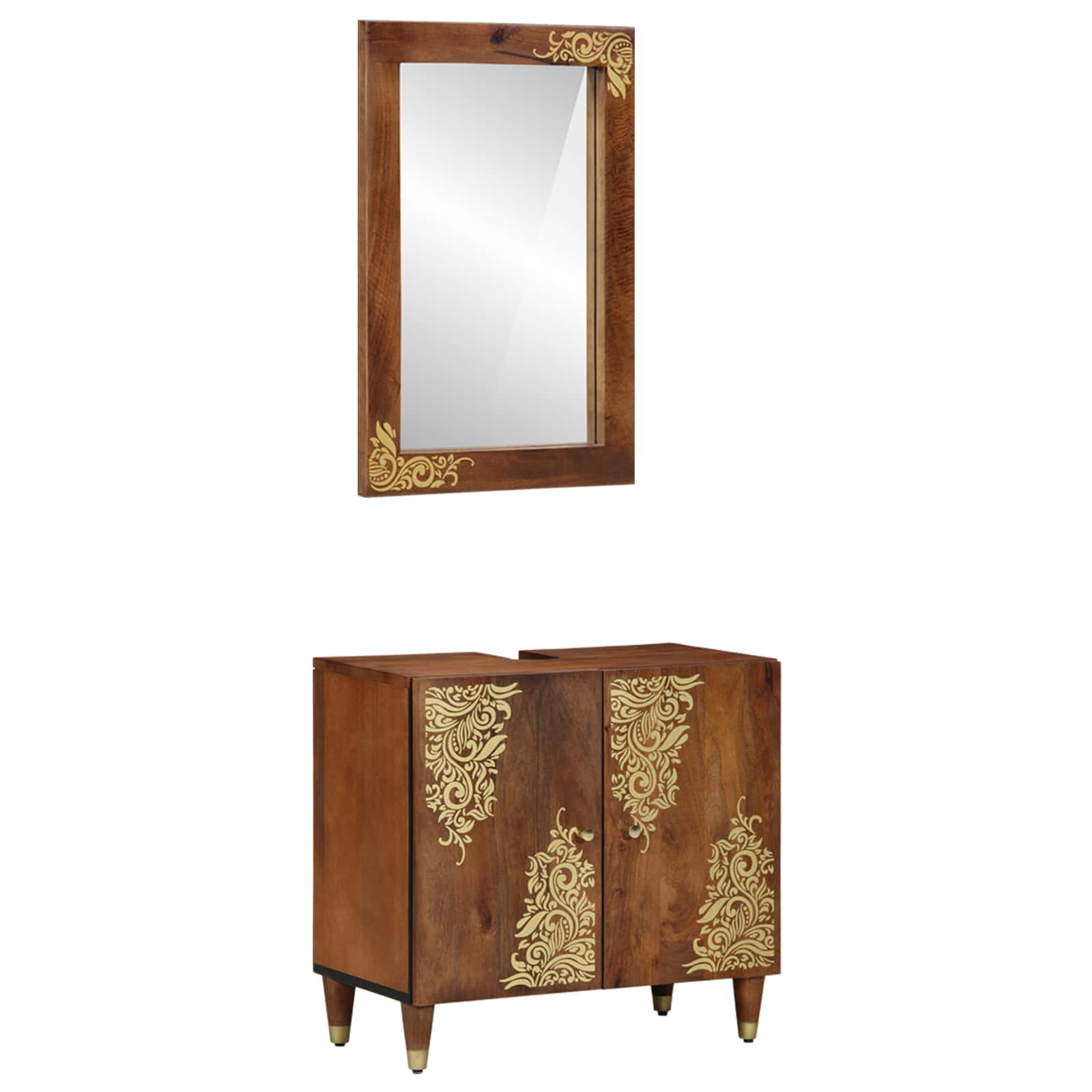 Maison exclusive - juego de muebles de baño montaje en la pared 2 pcs marrón miel