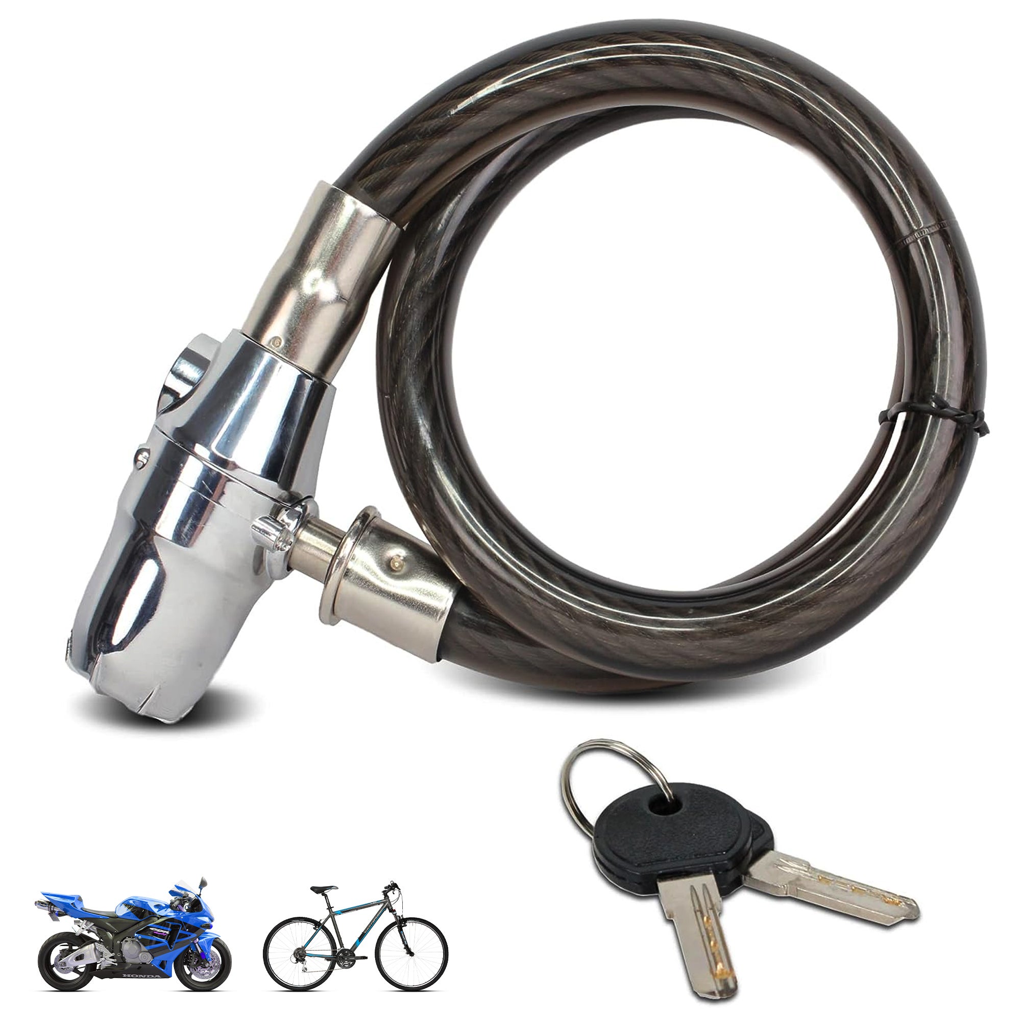 Antivol Vélo/Moto FISHTEC Avec Alarme 110dB - Câble Acier 62cm, Double Protection