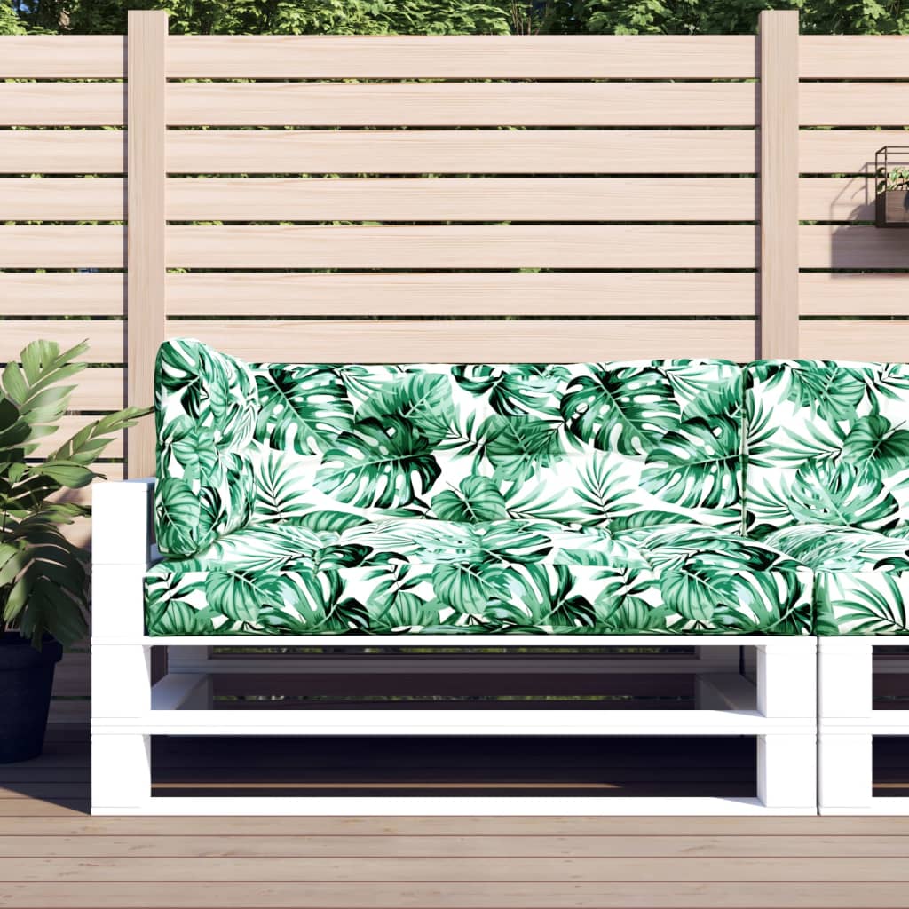 VidaXL Lot 2 Coussins De Palette Motif Feuilles - Coussins Siège Et Dossier Extérieur Jardin Terrasse 100% Polyester
