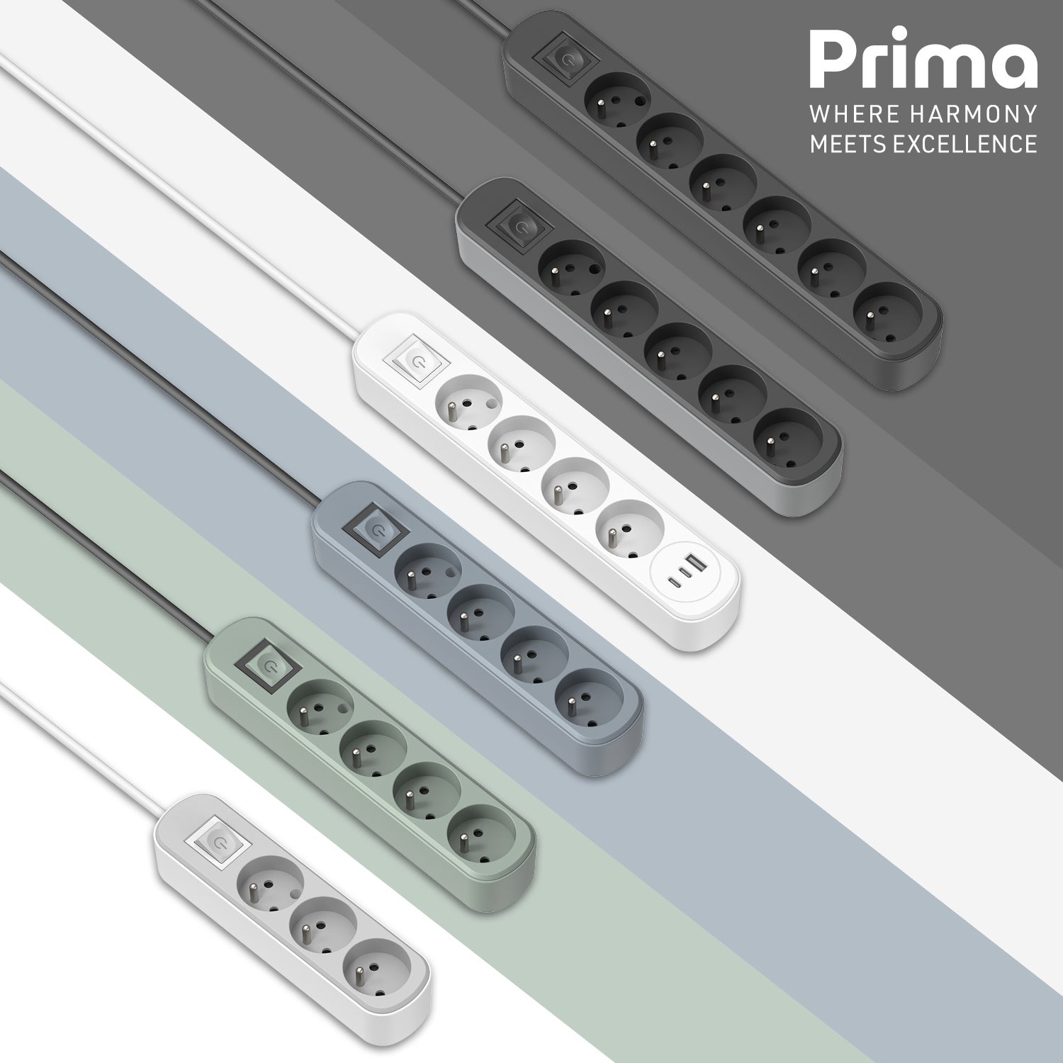 BLOC 3X2P INTER 3G1 1.5M BLANC ELECTRALINE - 32040 - 5