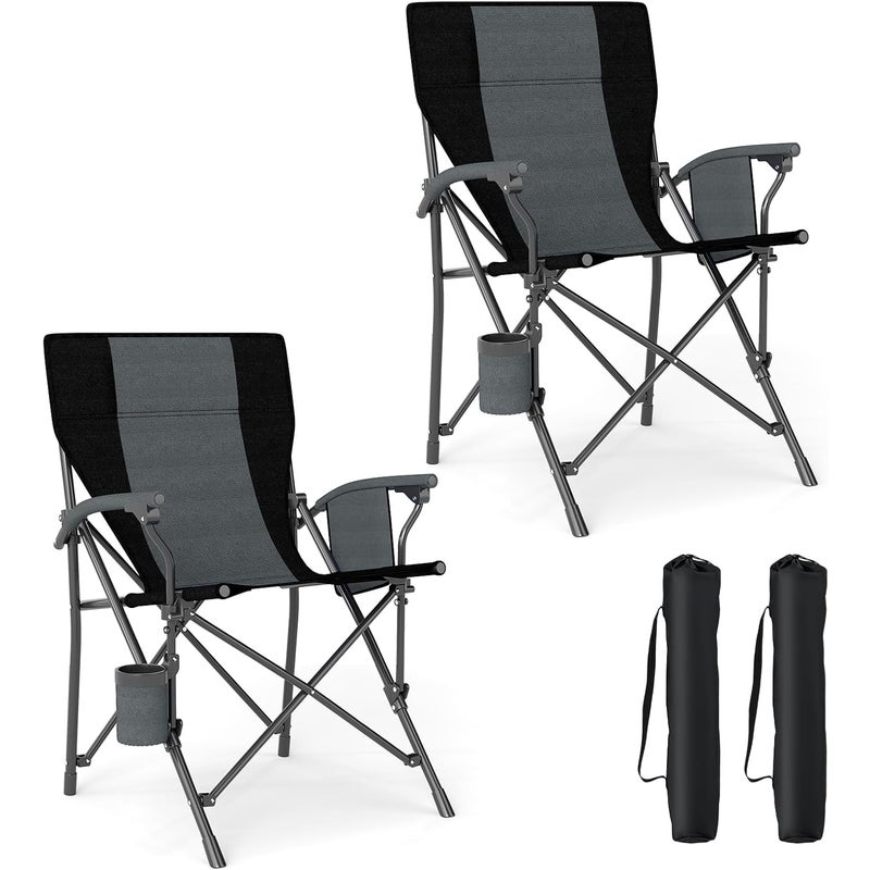 Zestaw 2 Składanych Krzeseł Kempingowych, Przenośnych Krzeseł Ogrodowych, Torba Transportowa, Fotel Plażowy z Tkaniny Oxford, Nośność 160 kg