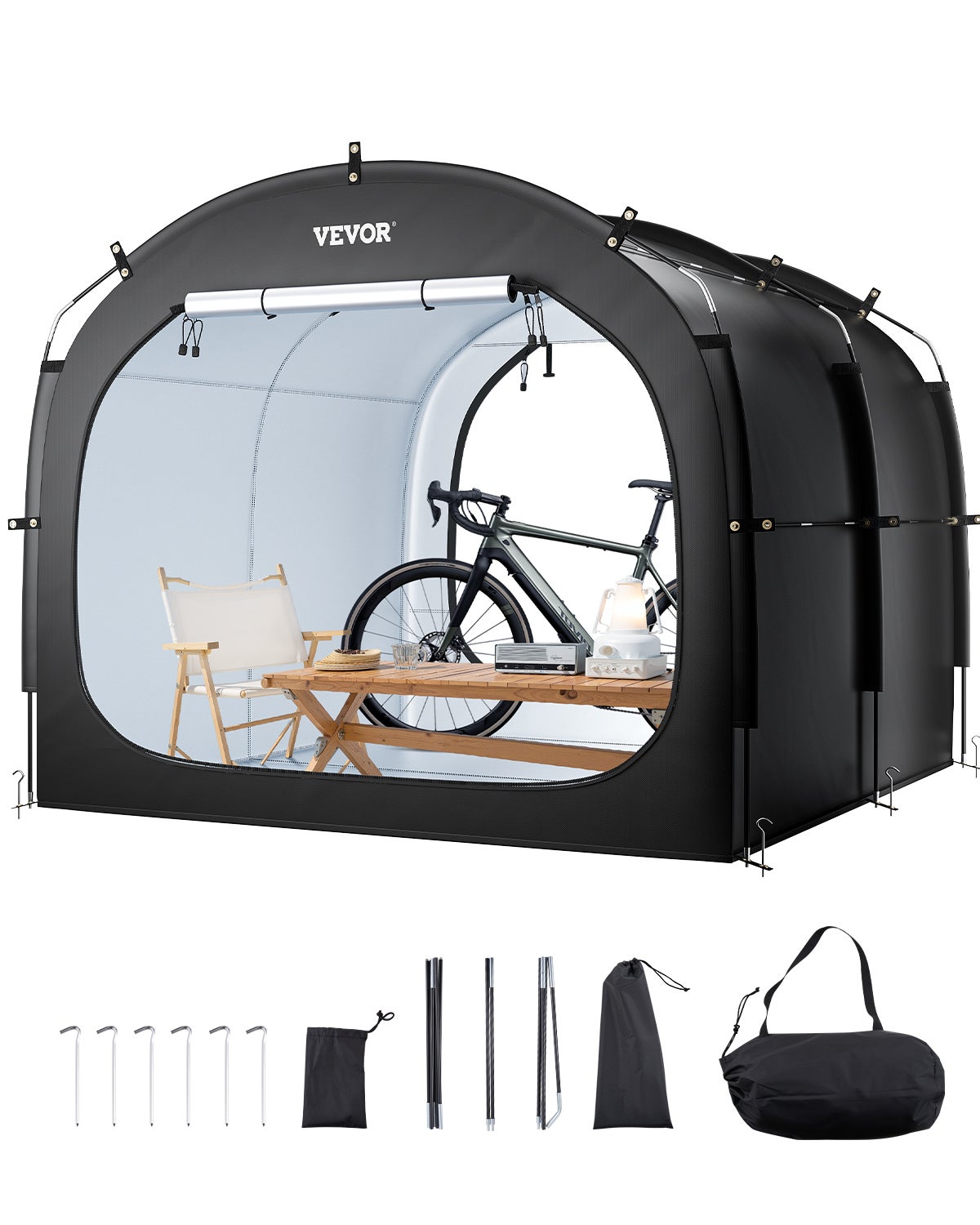 Namiot rowerowy Garaż rowerowy Wiata rowerowa na 5 rowerów 224x247x198cm VEVOR