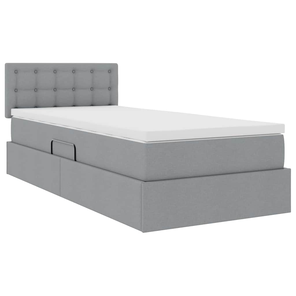 Lit avec rangement et matelas gris clair 90 x 190 cm velours - 5