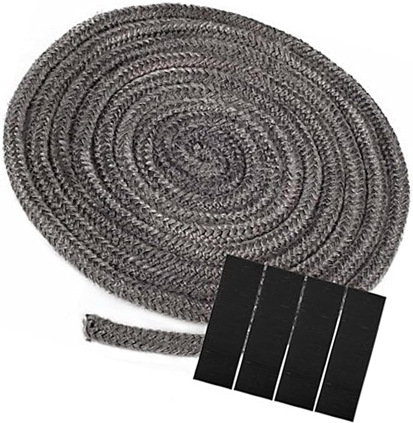 Sznur uszczelniający do komina, szary, rolka 20 mm x 3 m, wykonany z nietoksycznego włókna szklanego, uszczelka wymienna, do komina i pieca na drewno.