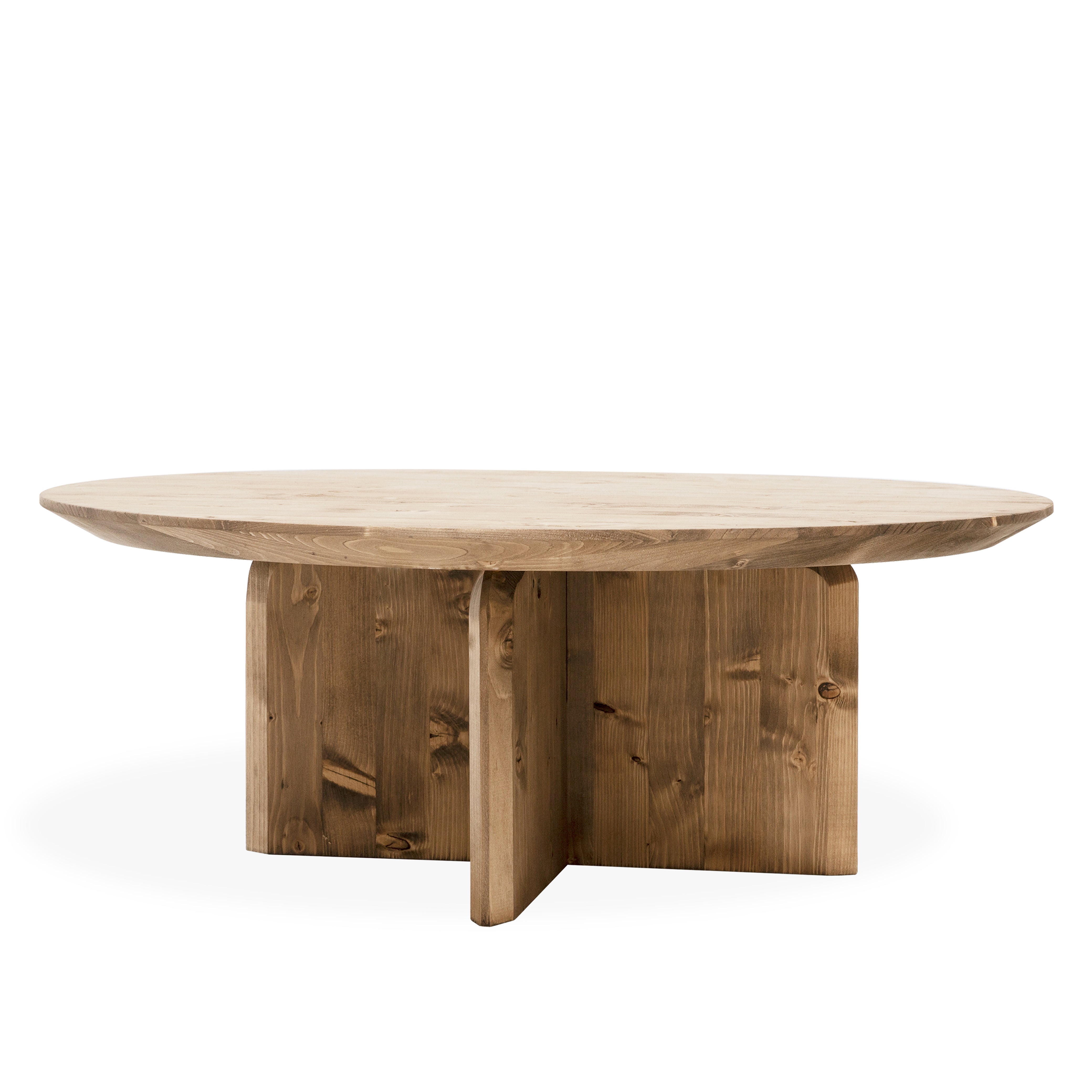 Table basse ronde en bois de sapin Decowood, couleur naturelle, de