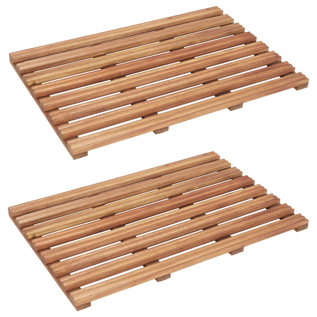 Vidaxl Alfombrillas De Baño 2 Uds Madera Maciza De Acacia 56X37 Cm , Leroy Merlin