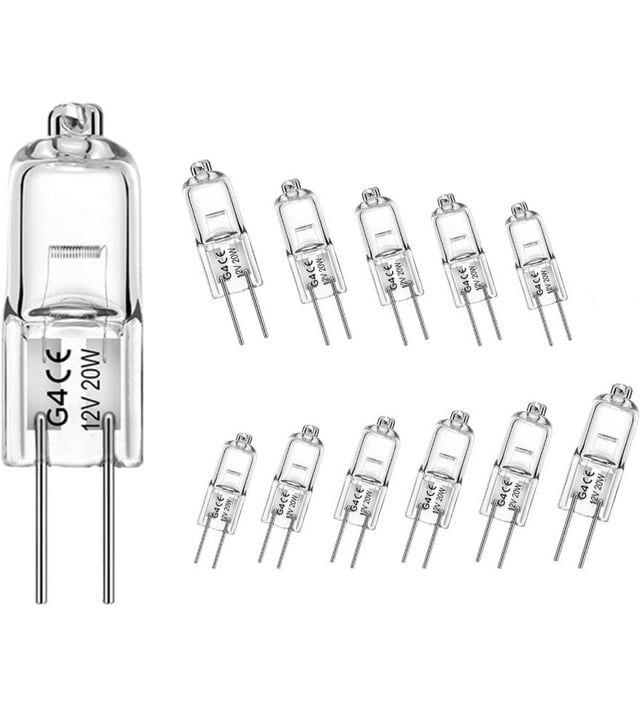 Ampoule halogène G4 12 V 20 W pour luminaires d'armoire et suspensions (lot de 12)
